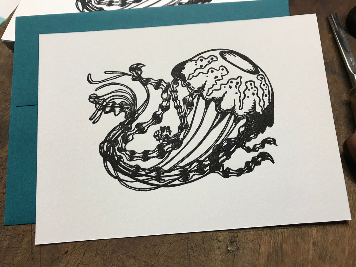 Jellyfish Letterpress Card | by Paprika Press