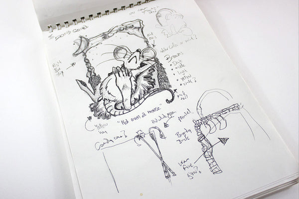 Paprika Press - Original sketch for "Not Even A Mouse" linocut.