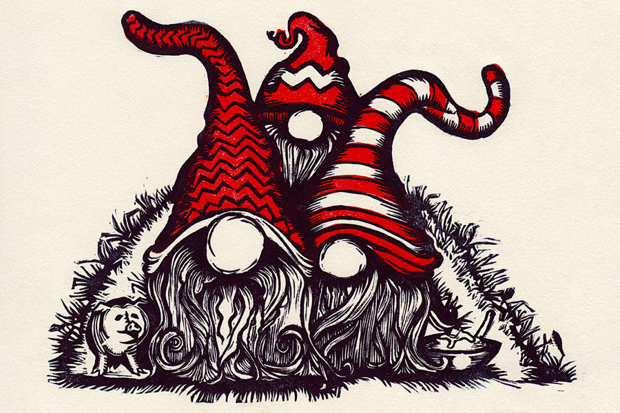 Paprika Press - "Tomte" printed linocut and greeting card limited edition signed print by Paprika Press. Get yours today!