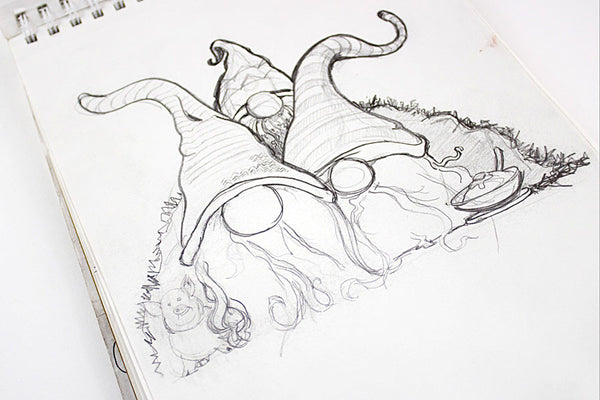 Paprika Press - "Tomte" linocut original drawing.