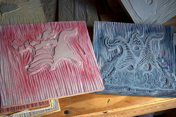 Paprika Press - "Tomte" lino cut blocks.